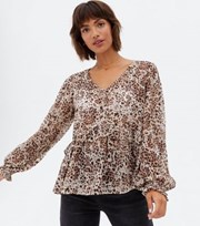 New Look Brown Leopard Print Tiered Blouse